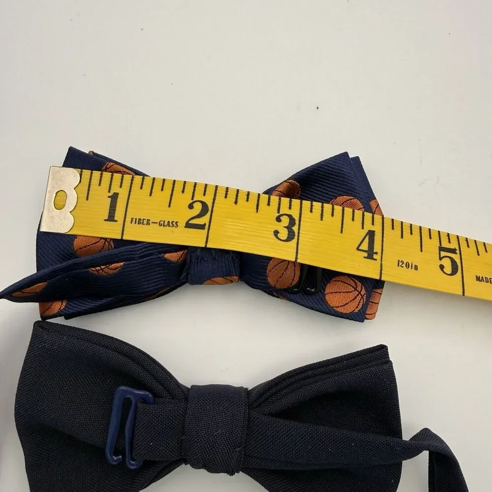 Boys Navy Bow Ties Adjustable Holiday Wedding Church Set Of 2 Basketball